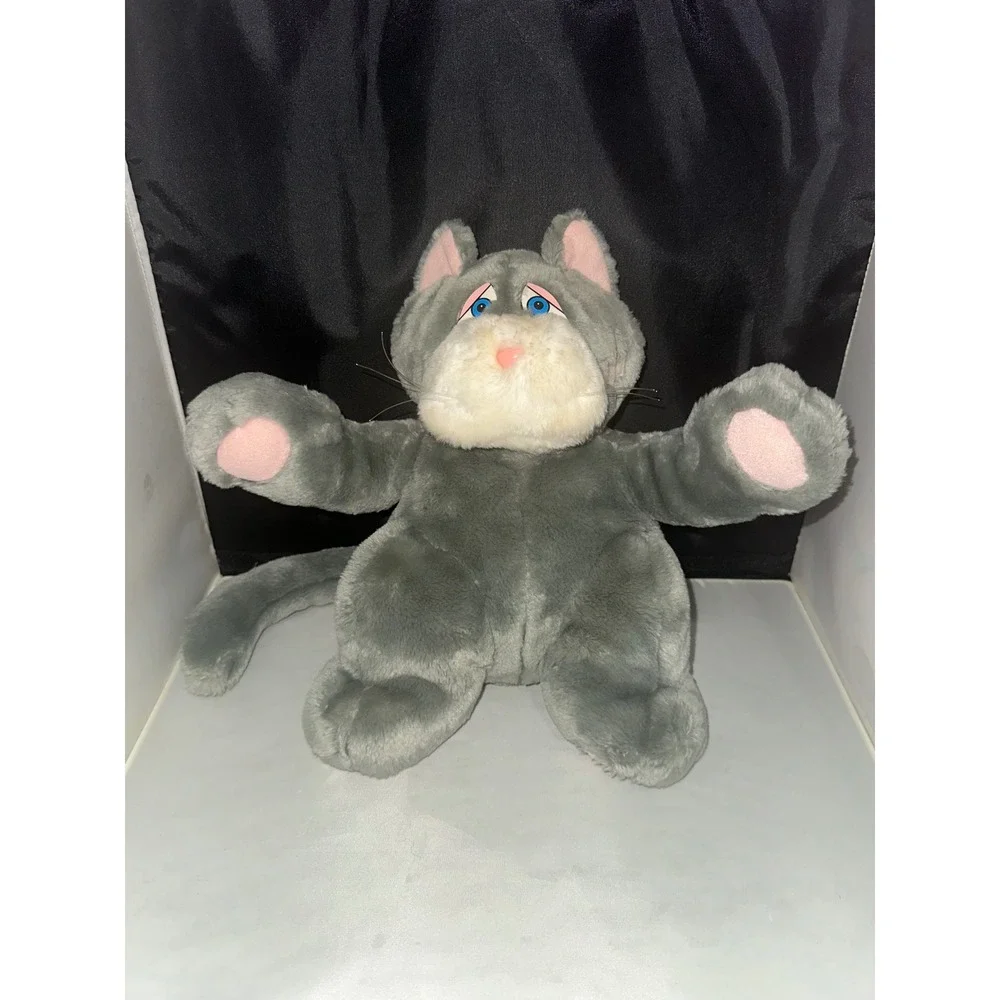 Vintage 1990 DreamWorks Patch-Up Pets Grey Cat Plush Missing Arm Sling